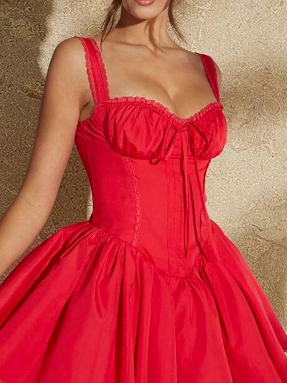 Corset lace trim mini dress